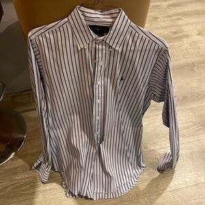 Polo Ralph Lauren Button Down Shirt 15.5 Men's Medium Long Sleeve Blue Stripe
